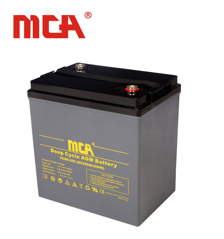 Bateria solar leve de 6 volts 250ah para sistema